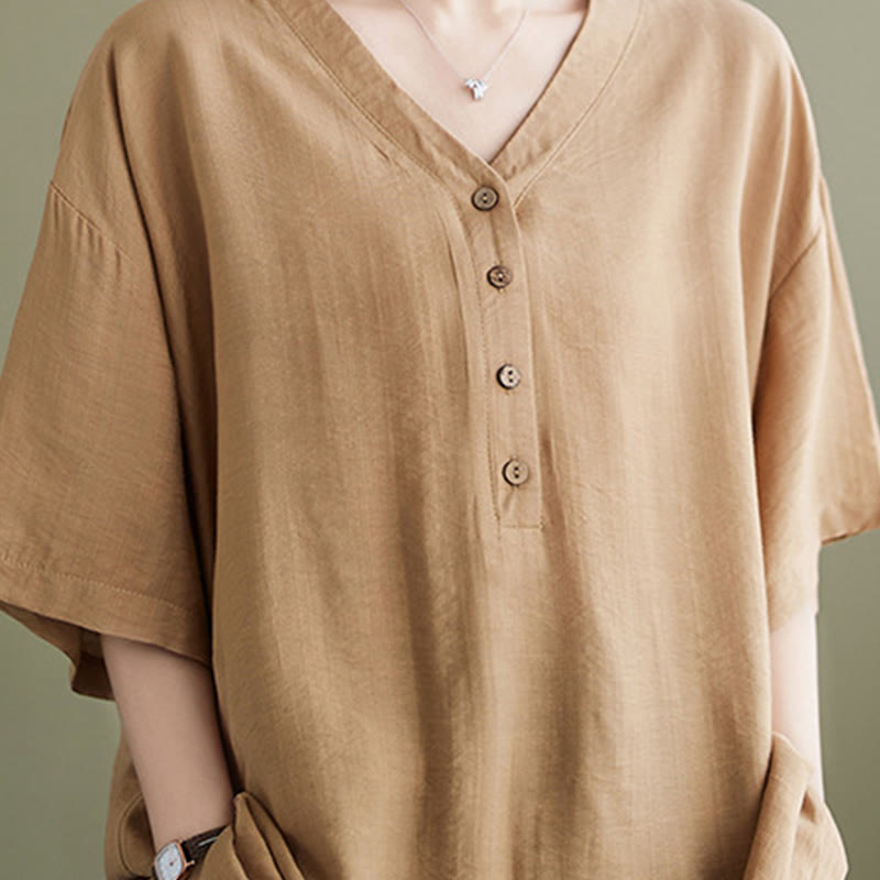 Lightweight Viscose Jacquard V-Neck Mindful Movement Shirt