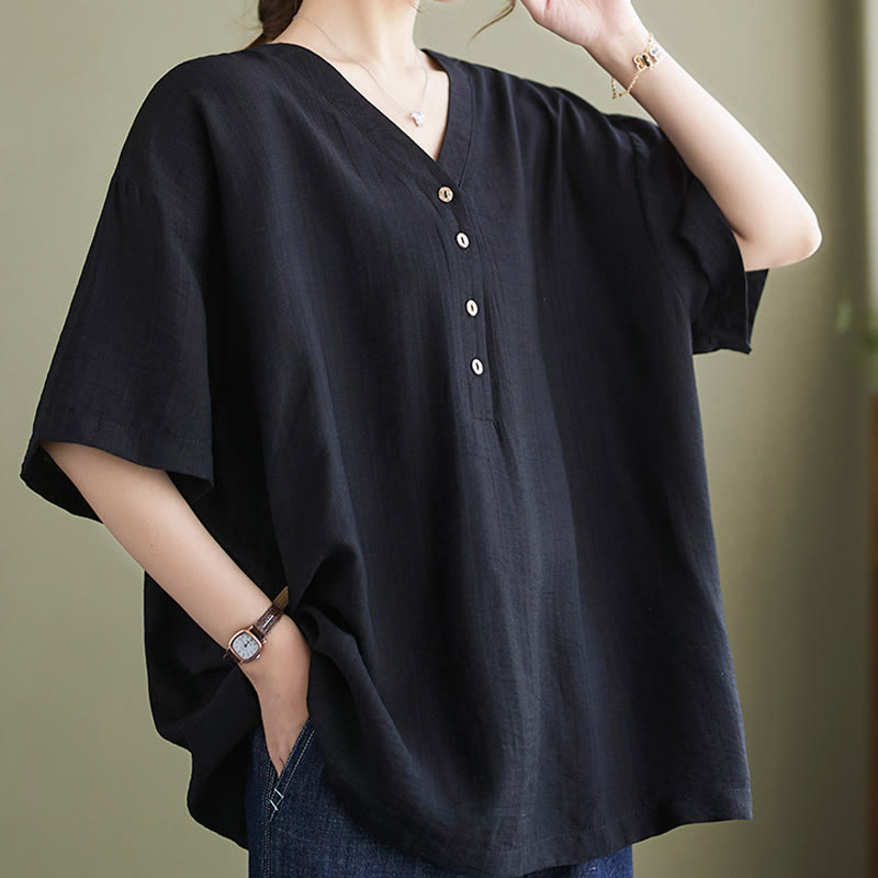 Lightweight Viscose Jacquard V-Neck Mindful Movement Shirt