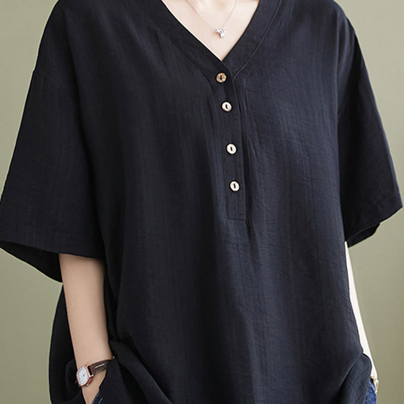Lightweight Viscose Jacquard V-Neck Mindful Movement Shirt
