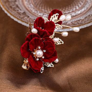 Vintage Red Camellia Side Hair Clip