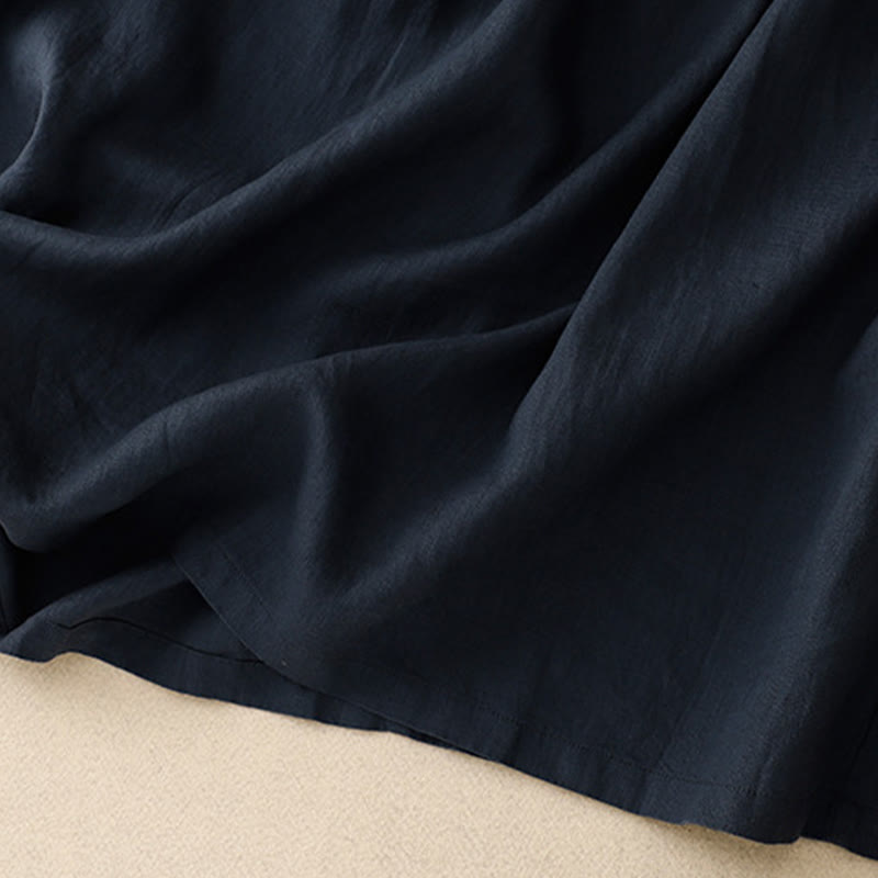 Cotton Linen Relaxed Half-Sleeve Grounding Midi Dress