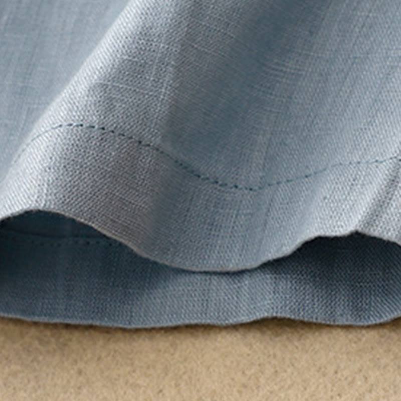 Cotton Linen Relaxed Half-Sleeve Grounding Midi Dress