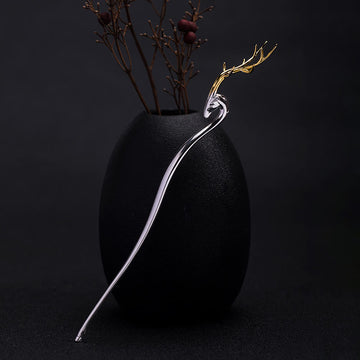 925 Sterling Silver Deer Antler Protection Hairpin