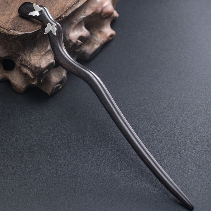 925 Sterling Silver Classical Chinese Style Ebony Butterfly Relax Hairpin