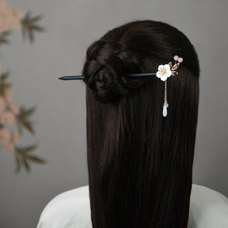 Classical Chinese Style Bauhinia Tassel Wood Hairpin
