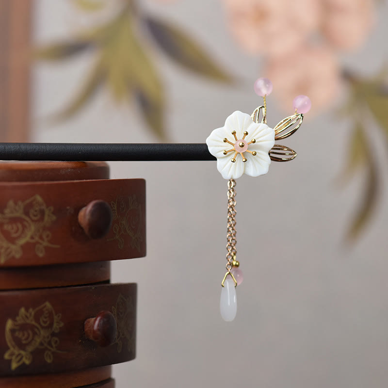 Classical Chinese Style Bauhinia Tassel Wood Hairpin