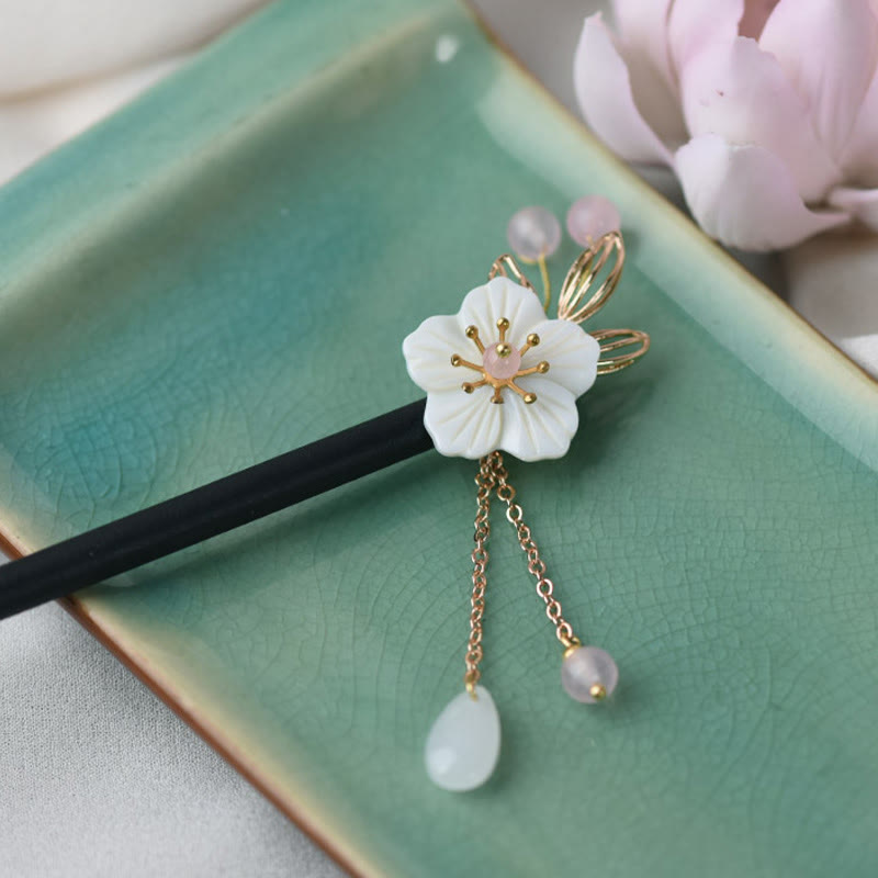 Classical Chinese Style Bauhinia Tassel Wood Hairpin