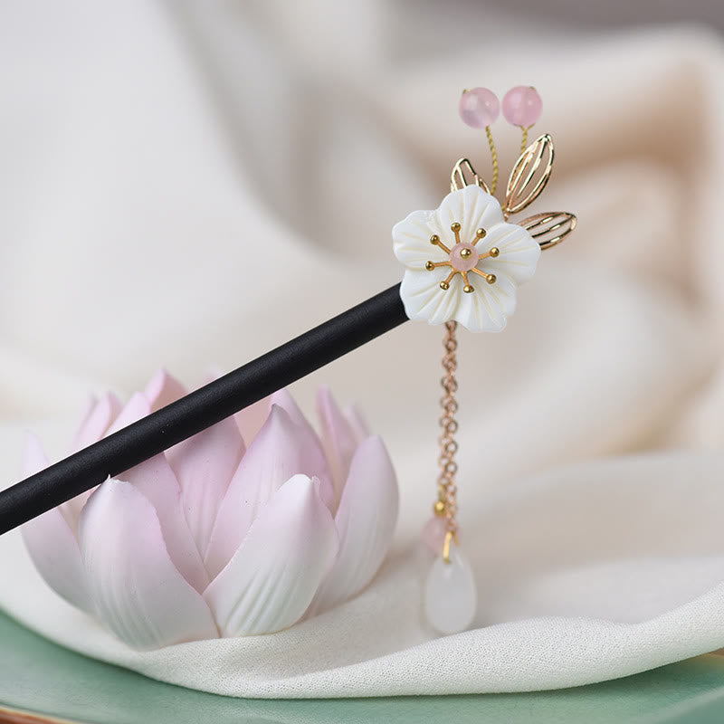 Classical Chinese Style Bauhinia Tassel Wood Hairpin