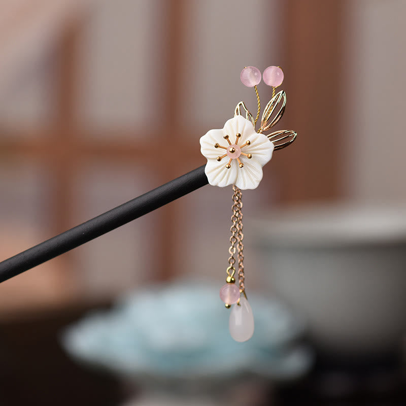 Classical Chinese Style Bauhinia Tassel Wood Hairpin