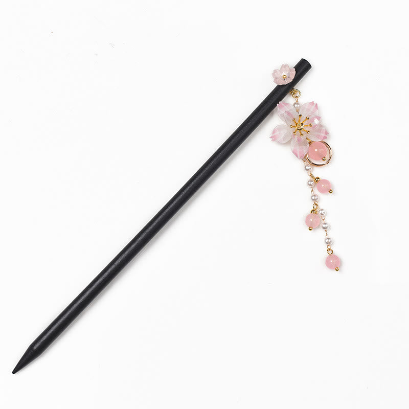 Artistic Style Pear Blossom Tassel Wood Hairpin