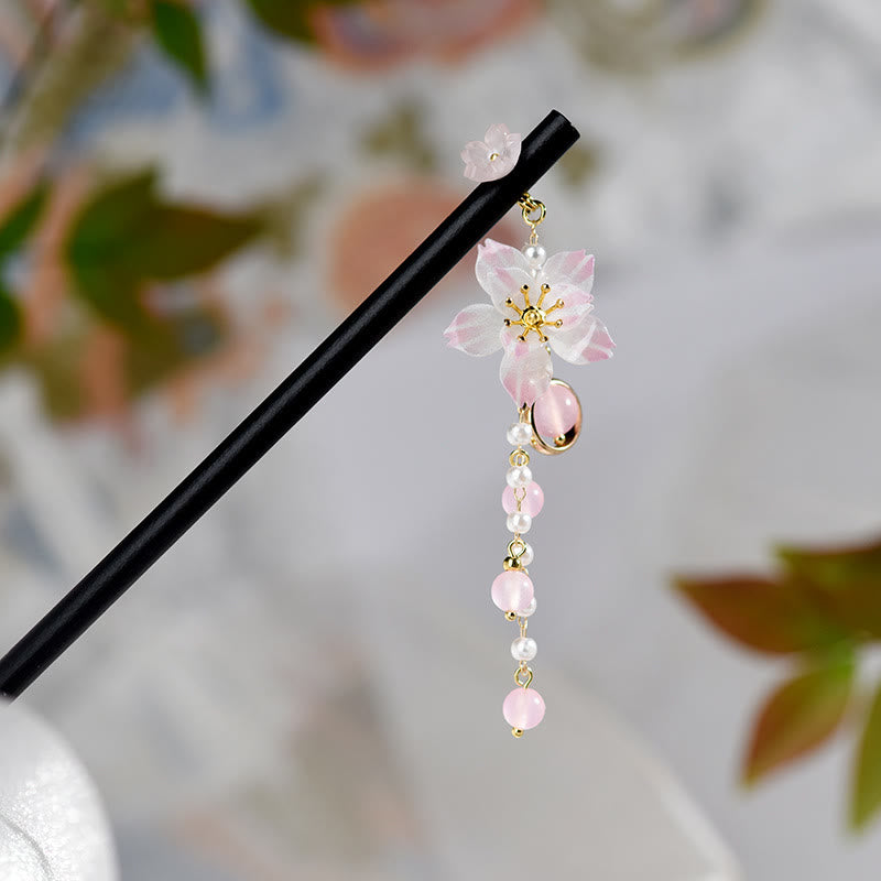 Artistic Style Pear Blossom Tassel Wood Hairpin
