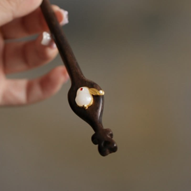 Auspicious Cloud Sandalwood Rabbit Protection Hairpin