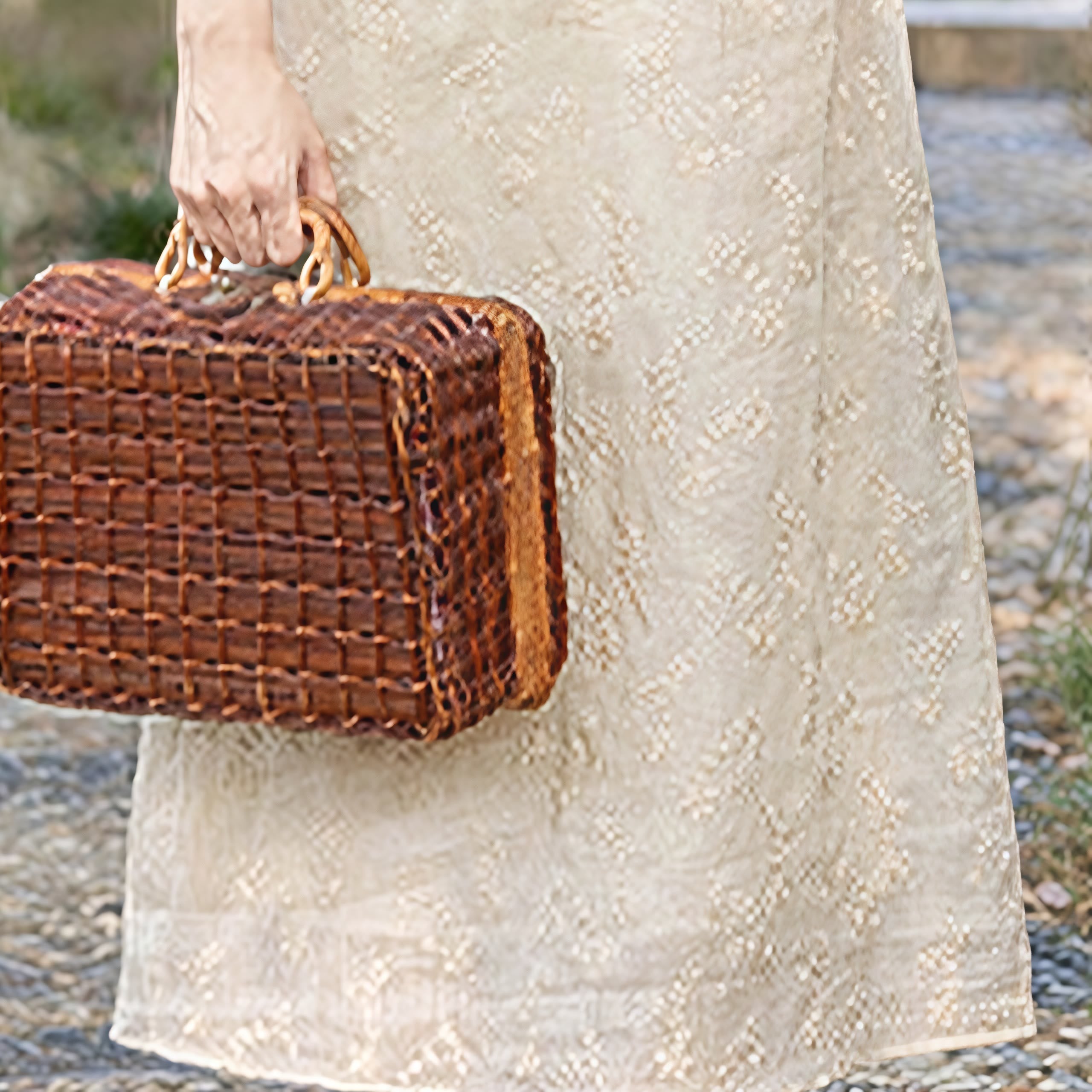 Ramie Slant-Collar Embroidered Mindful Midi Dress