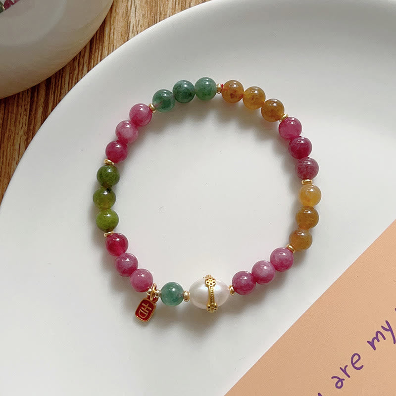 Colorful Tourmaline Lucky Cat Positive Bracelet