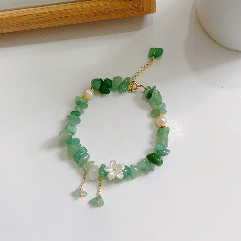 Natural Strawberry Quartz Green Strawberry Quartz Super Seven Crystal Flower Healing Bracelet