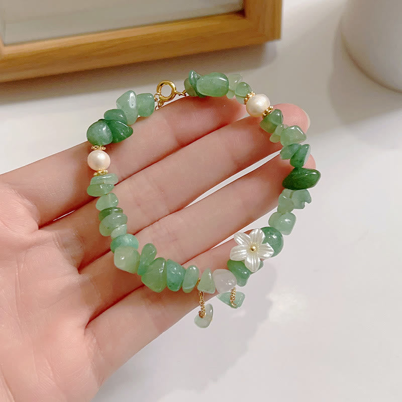 Natural Strawberry Quartz Green Strawberry Quartz Super Seven Crystal Flower Healing Bracelet
