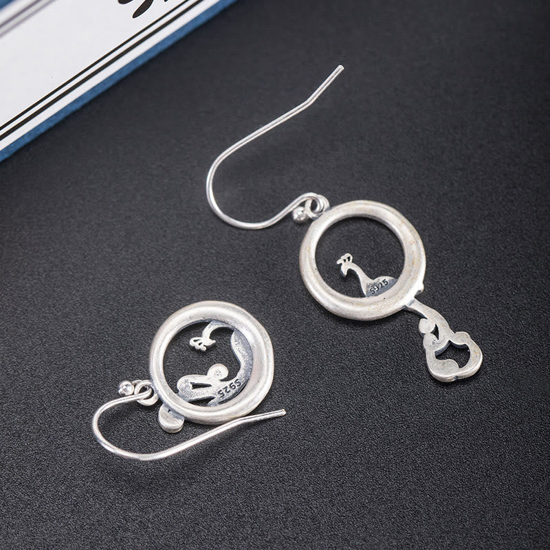 925 Sterling Silver Round Asymmetry Peacock Earrings