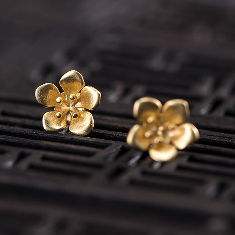 925 Sterling Silver Golden Peach Blossom Balance Earrings