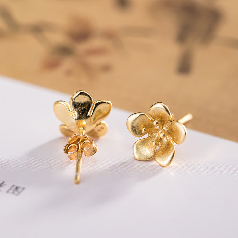 925 Sterling Silver Golden Peach Blossom Balance Earrings
