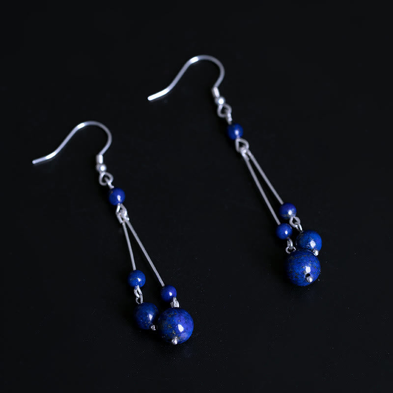 925 Sterling Silver Lazurite Beads Serenity Drop Earrings