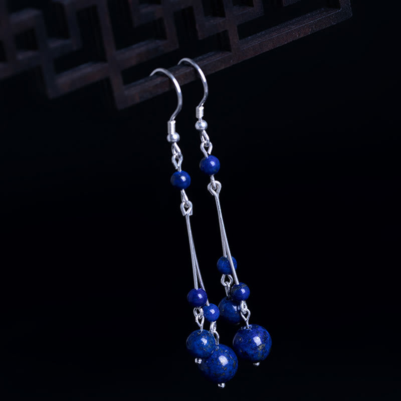 925 Sterling Silver Lazurite Beads Serenity Drop Earrings