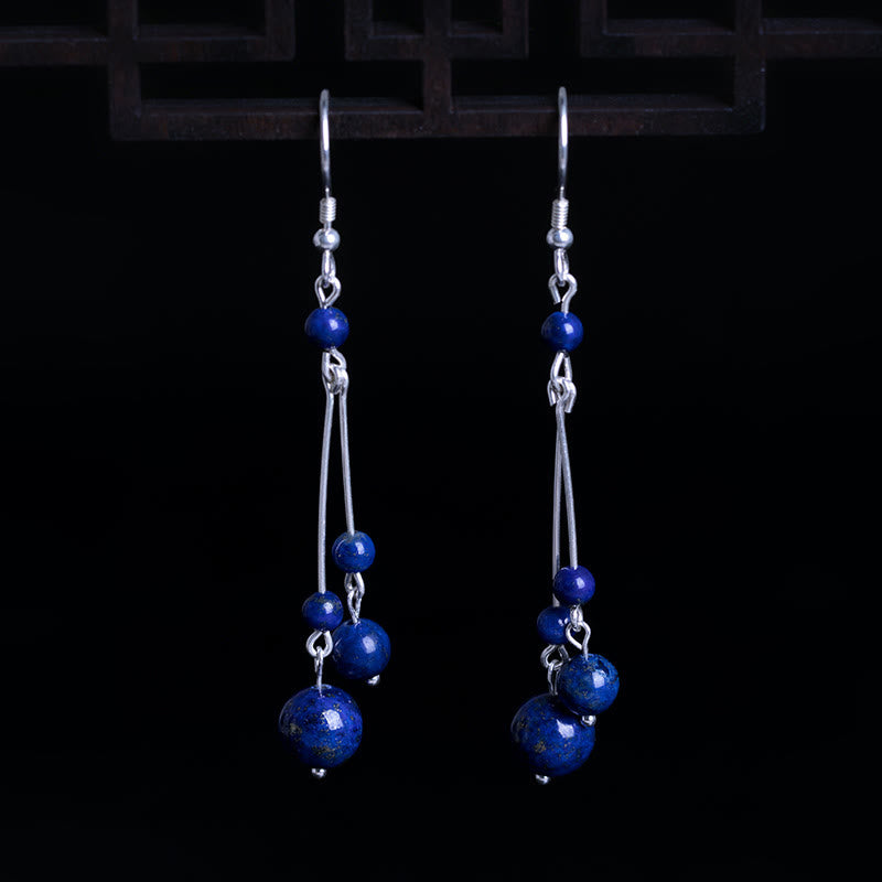 925 Sterling Silver Lazurite Beads Serenity Drop Earrings