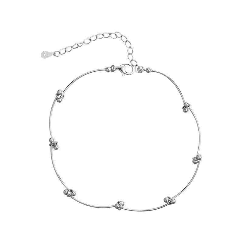 925 Sterling Silver Simple Wave Shape Protection Anklet