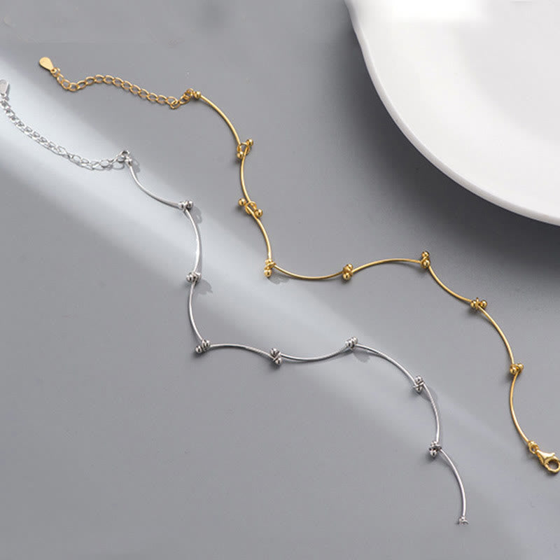 925 Sterling Silver Simple Wave Shape Protection Anklet