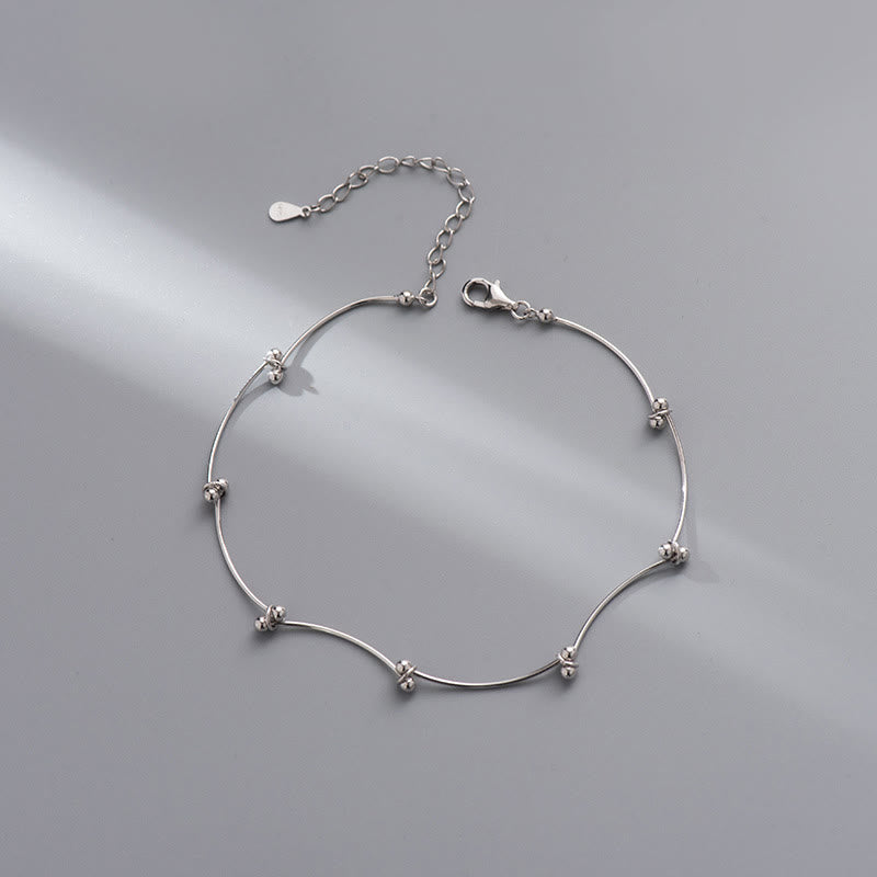 925 Sterling Silver Simple Wave Shape Protection Anklet