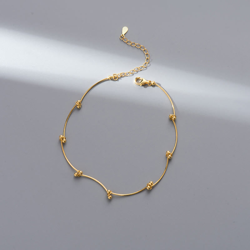 925 Sterling Silver Simple Wave Shape Protection Anklet