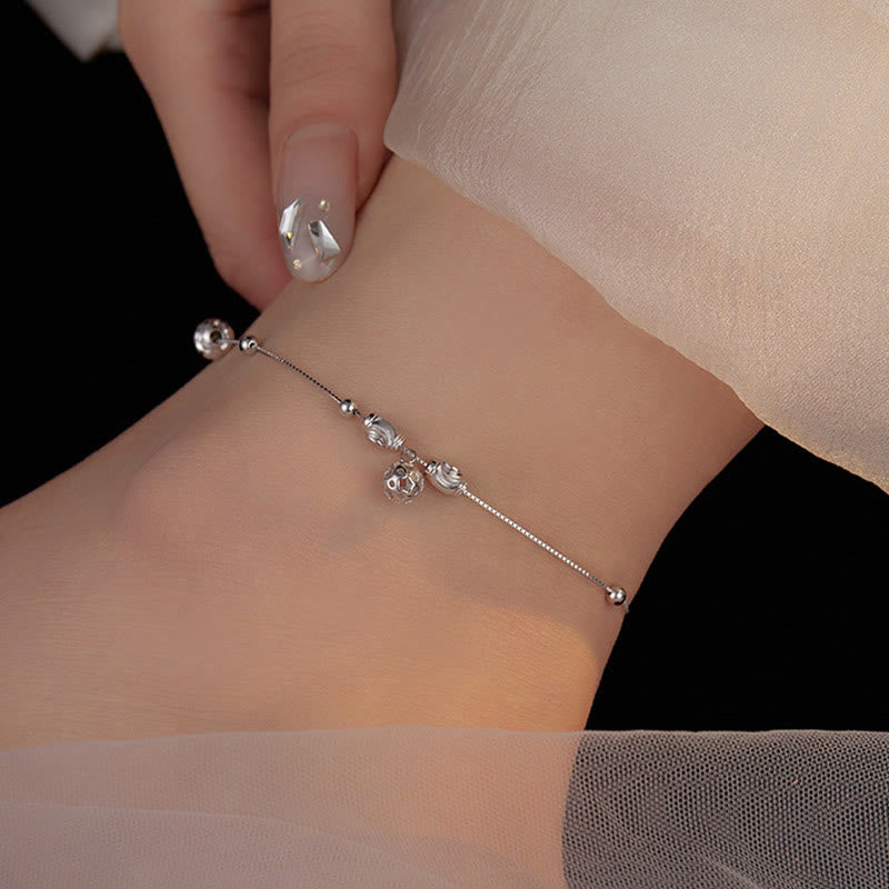 925 Sterling Silver Simple Bell Bead Anklet