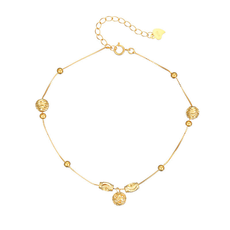 925 Sterling Silver Simple Bell Bead Anklet