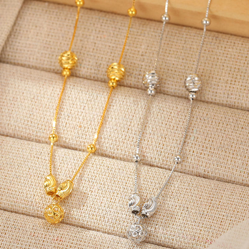 925 Sterling Silver Simple Bell Bead Anklet