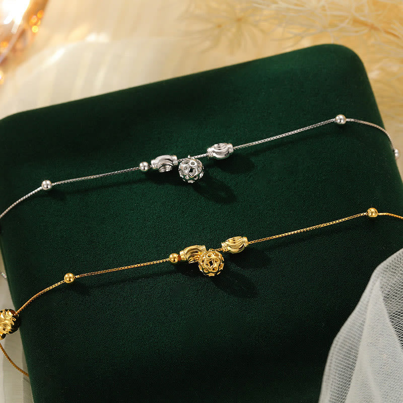 925 Sterling Silver Simple Bell Bead Anklet
