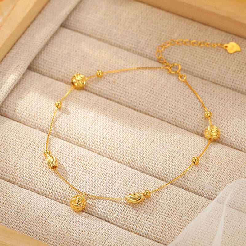 925 Sterling Silver Simple Bell Bead Anklet