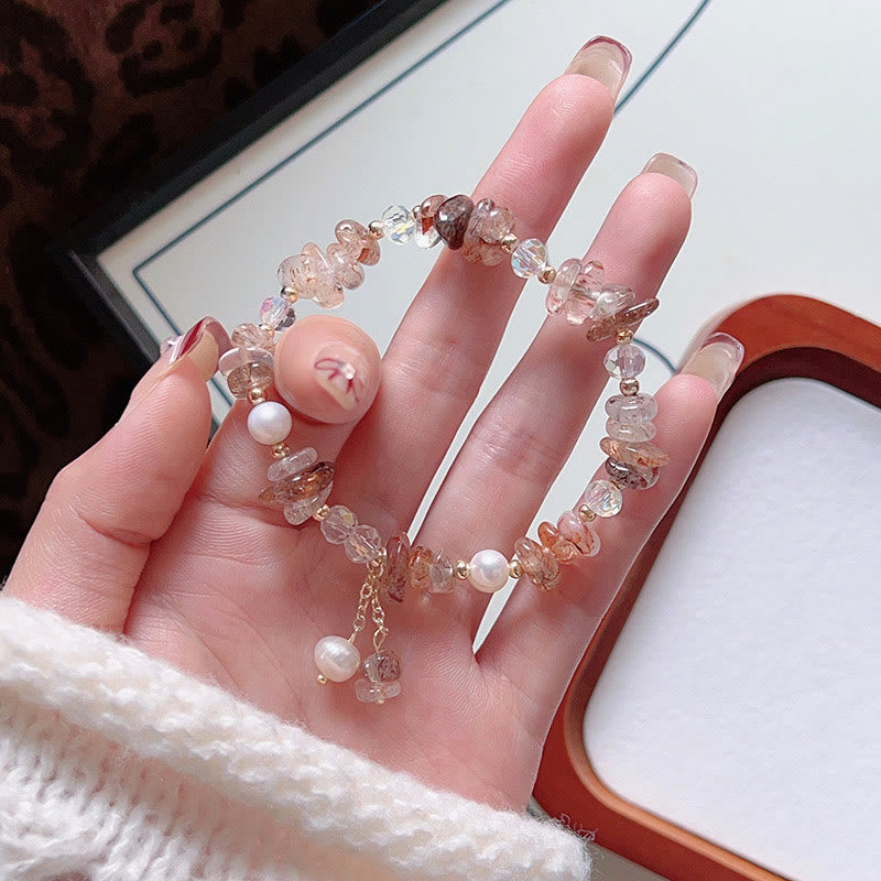 Natural Super Seven Crystal Irregular Small Pieces Positive Bracelet