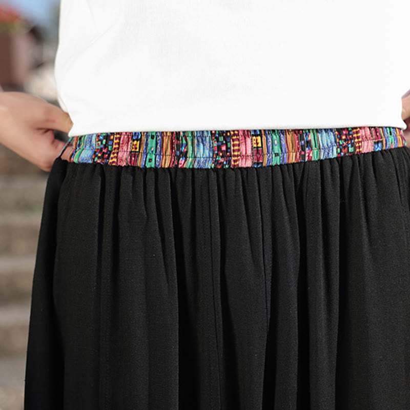 Simple Patchwork Design Drawstring Soft Cotton Men's Wide Leg Pants With Pockets