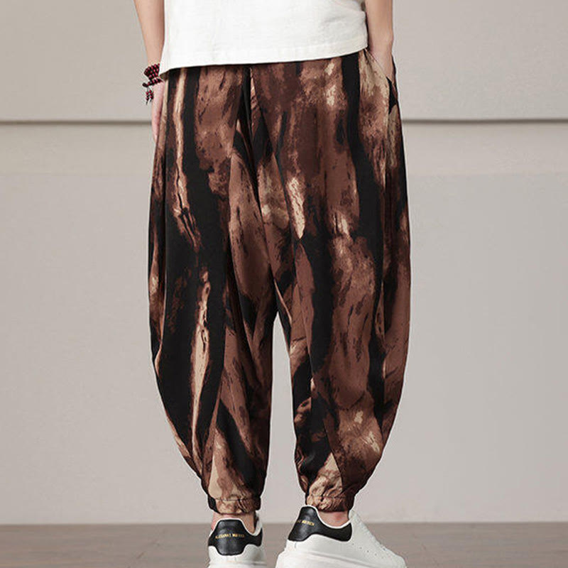Stripe Pattern Drawstring Men's Harem Pants With Pockets