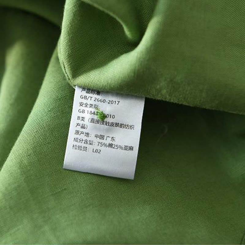 Simple Style Short Sleeve Button Cotton Linen Men's Shirt