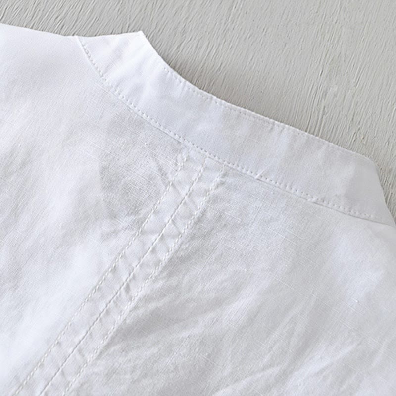 Breathable Cotton Linen Stand Collar Mindful Meditation Shirt
