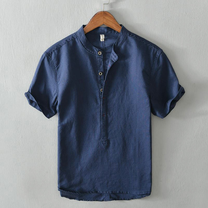 Breathable Cotton Linen Stand Collar Mindful Meditation Shirt