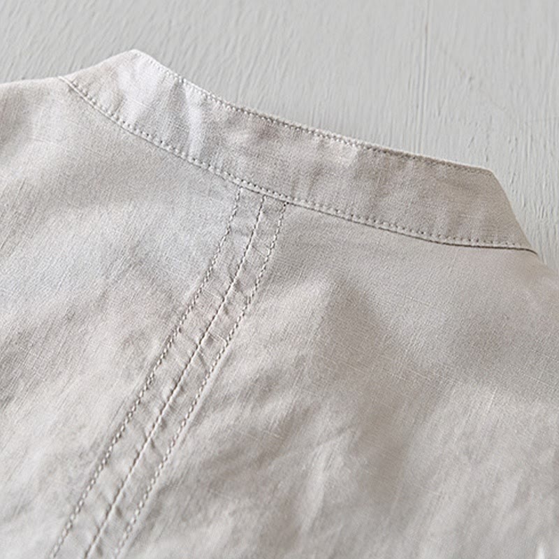 Breathable Cotton Linen Stand Collar Mindful Meditation Shirt