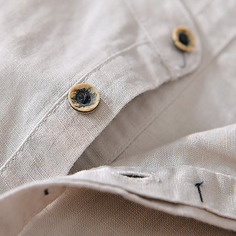 Breathable Cotton Linen Stand Collar Mindful Meditation Shirt