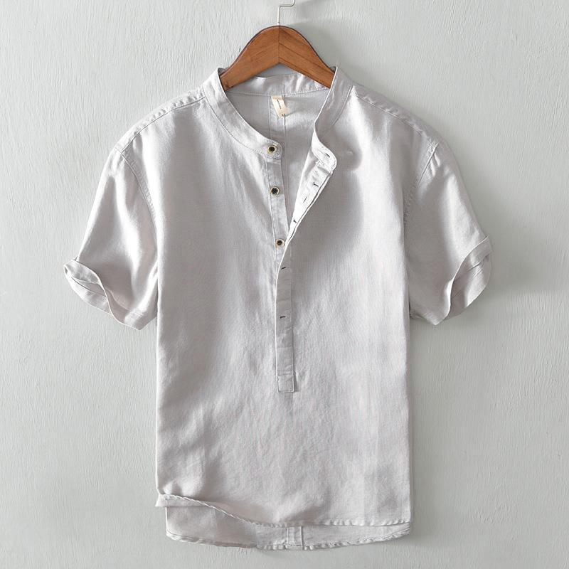 Breathable Cotton Linen Stand Collar Mindful Meditation Shirt