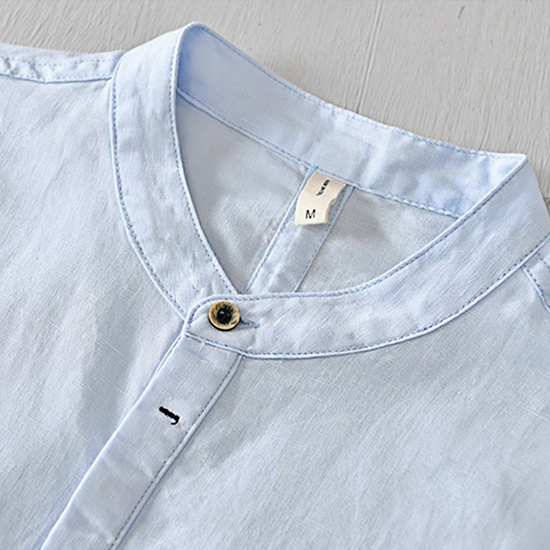 Breathable Cotton Linen Stand Collar Mindful Meditation Shirt