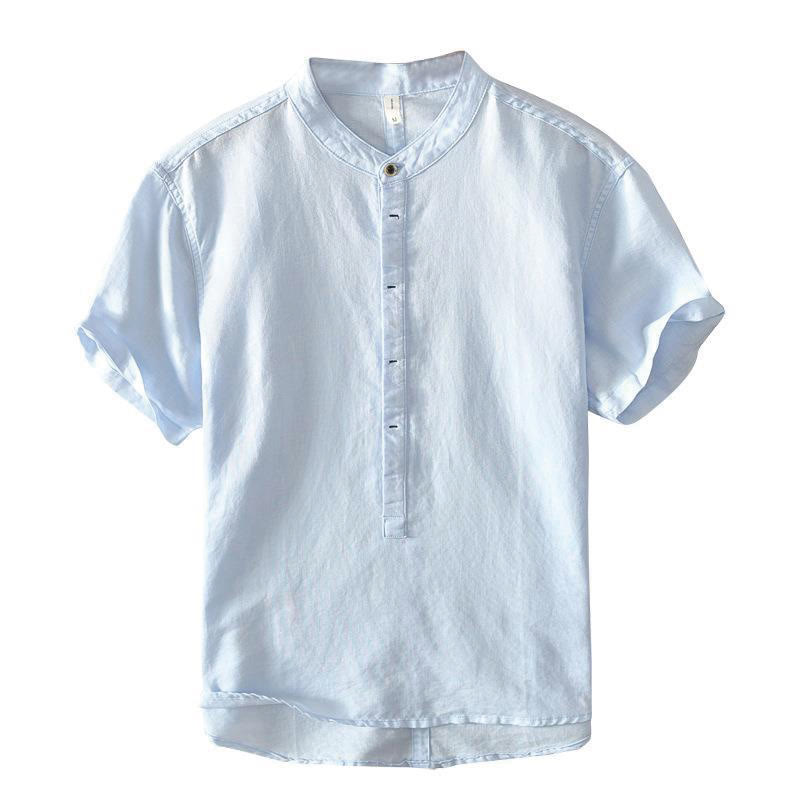 Breathable Cotton Linen Stand Collar Mindful Meditation Shirt