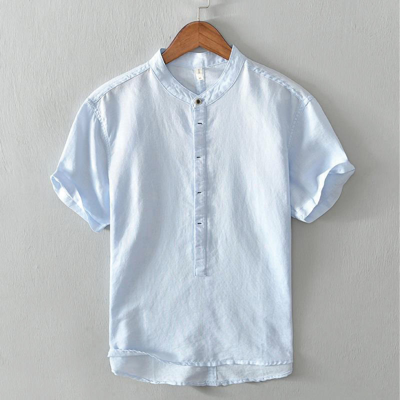 Breathable Cotton Linen Stand Collar Mindful Meditation Shirt