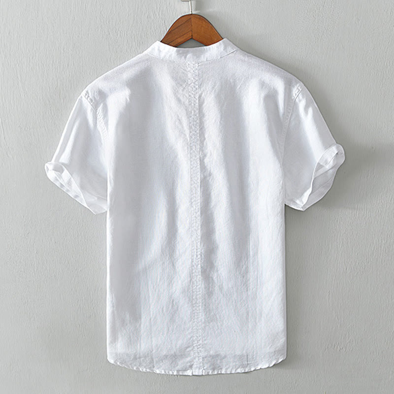Breathable Cotton Linen Stand Collar Mindful Meditation Shirt