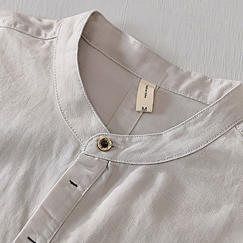 Breathable Cotton Linen Stand Collar Mindful Meditation Shirt