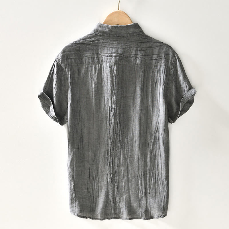 Ramie Linen Half-Button Mindful Meditation Men's Shirt